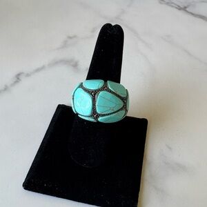 Bold Turquoise Mosaic Statement Ring